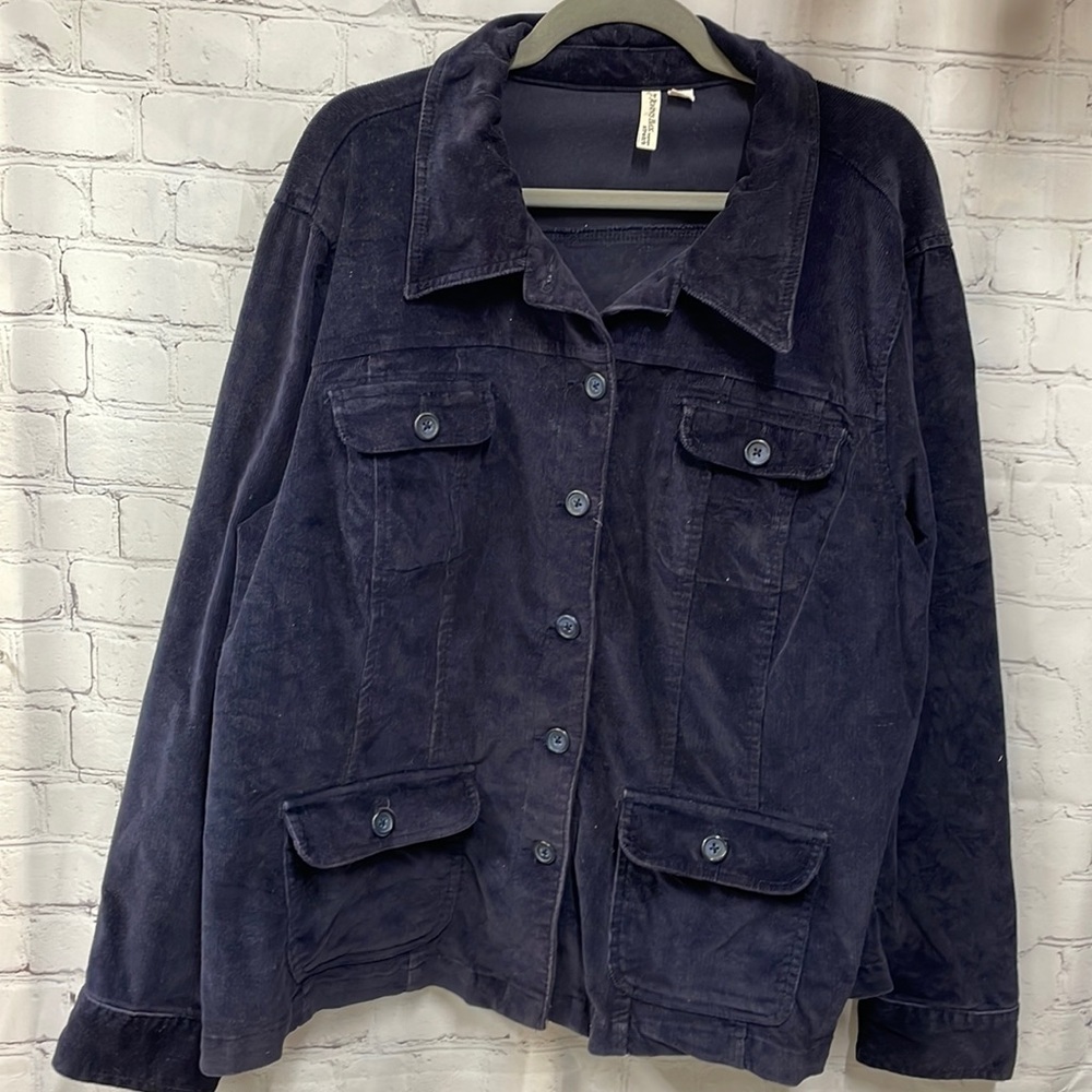 St. John’s Bay stretch Navy Corduroy Button up Jacket/Shacket size 2x - Picture 1 of 9